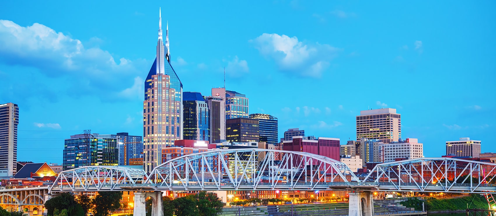 Downtown Nashville cityscape in the morning